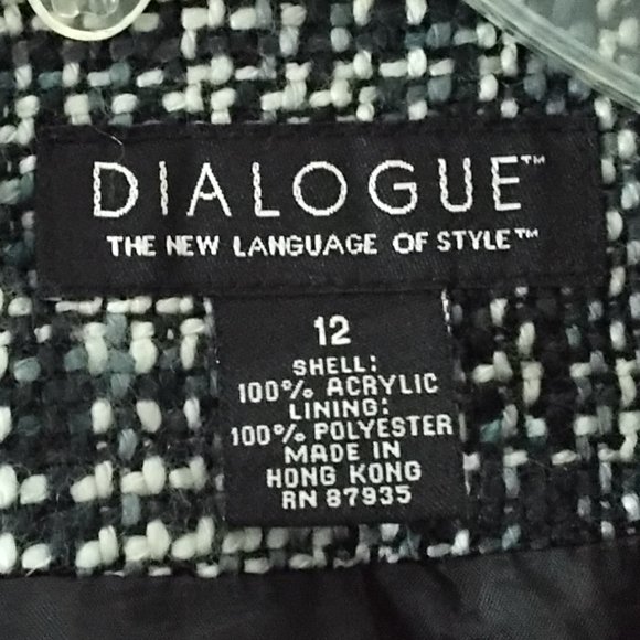 Dialogue Women Tweed Jaquet Blazer Careers Classic Elegant Size 12 Lined Pockets - Picture 15 of 16